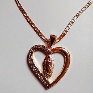 Gold Filled Guadalupe Heart Necklace
